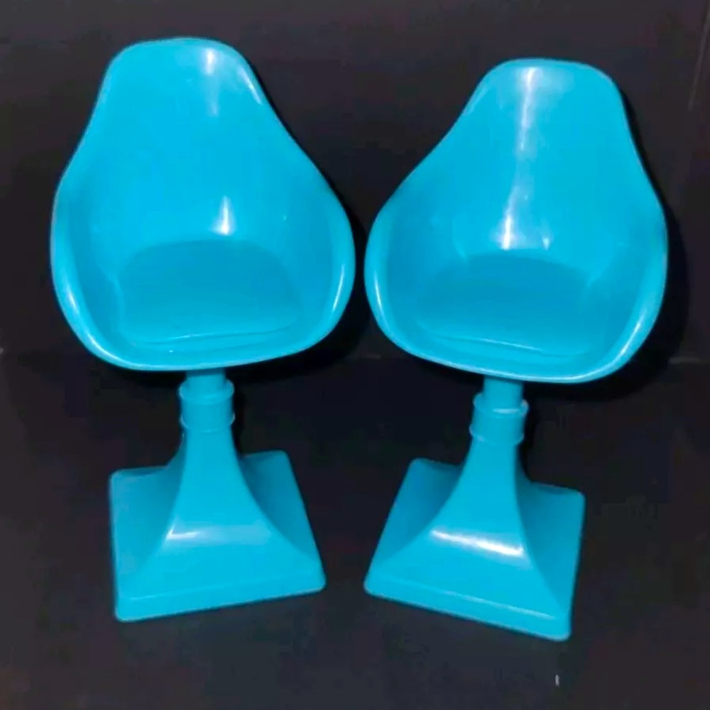 Barbie Doll Dreamhouse Dining Table 2 Blue Chairs Mod Bar Stool Lot